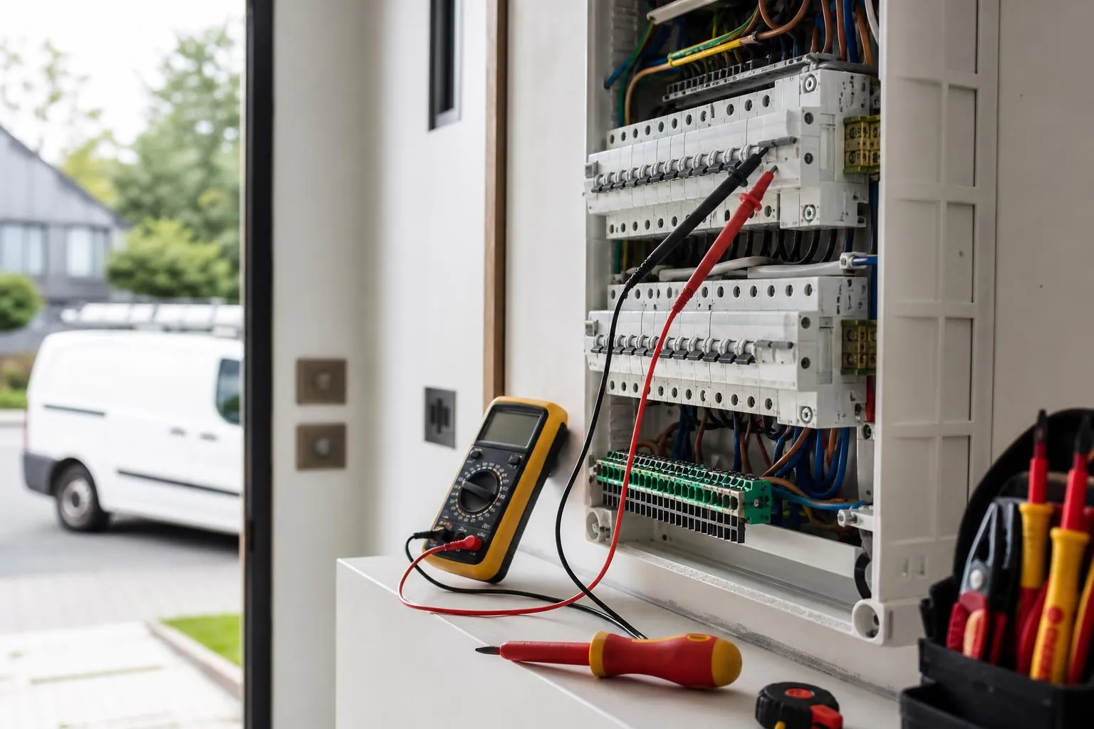 Dépannage électrique urgent sur coffret résidentiel au multimètre